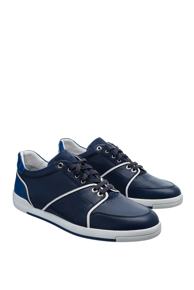 Stefano Ricci blue leather snickers for men 157218 - photo 3