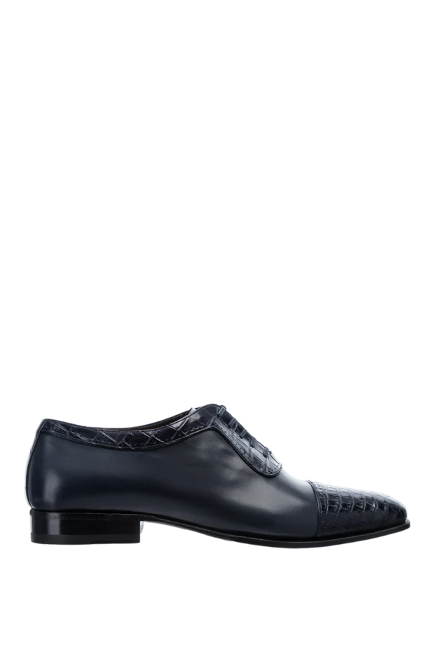 Туфли мужские из кожи и кожи крокодила синие - фото 1