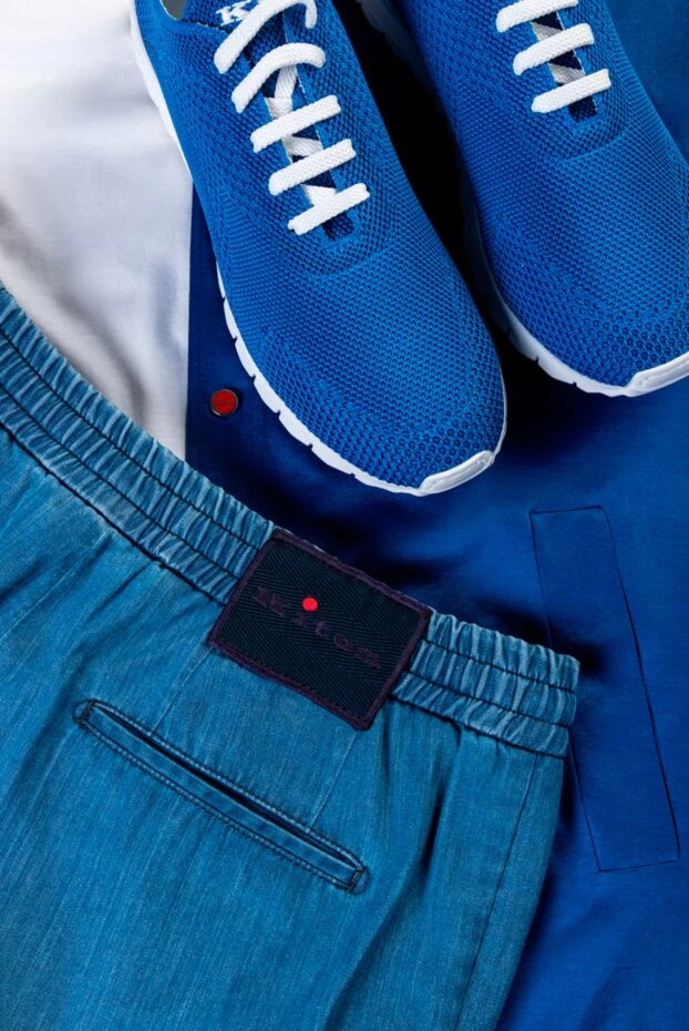 Kiton blue denim trousers with elastic waistband 157236 - photo 2