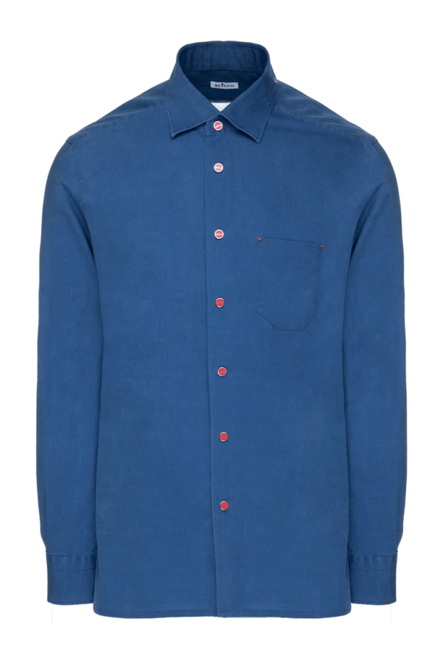 Kiton мужские сорочка из хлопка синяя мужская купить с ценами и фото 157241 - фото 1