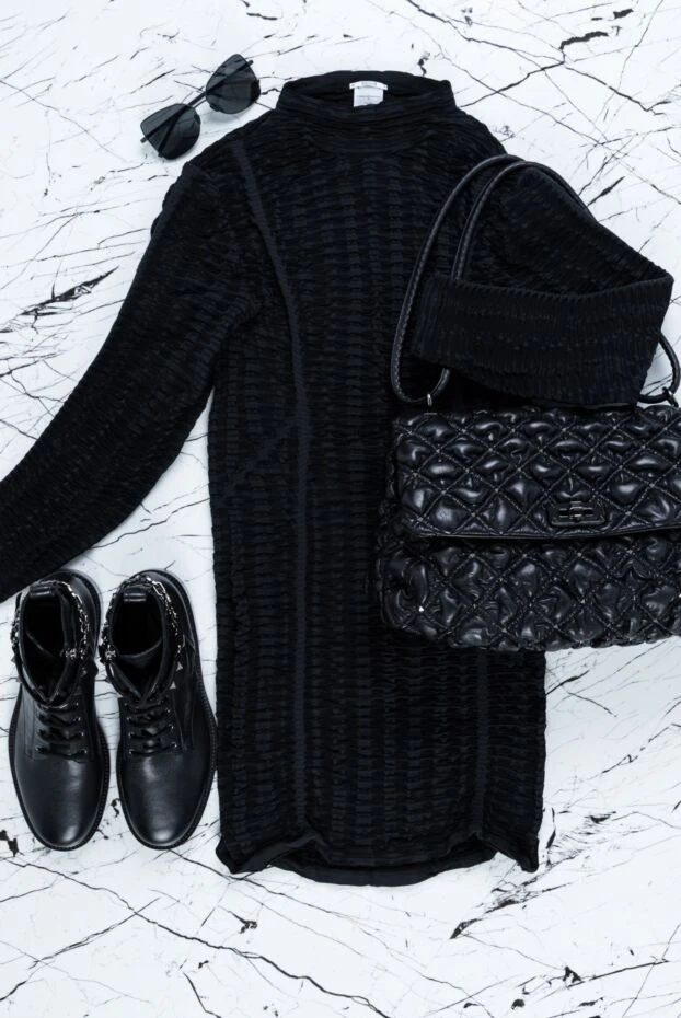 Wolford mini dress black with striped texture and long sleeves 157250 - photo 3