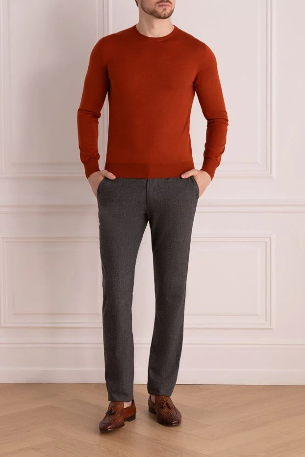 Cesare di Napoli man cashmere, silk and wool jumper orange for men buy with prices and photos 157251 - photo 2