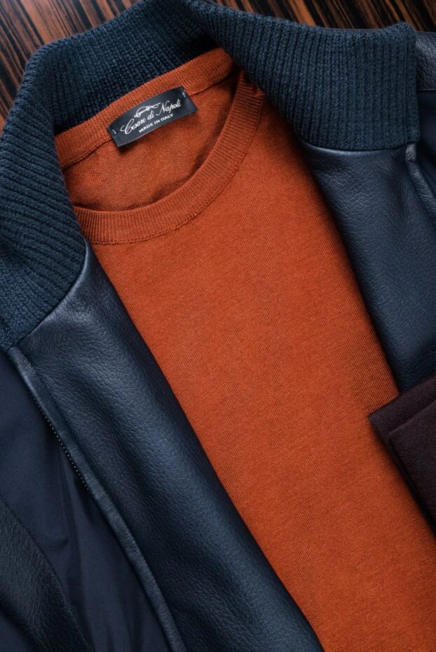 Джемпер из кашемира, шелка и шерсти оранжевый мужской - фото 2