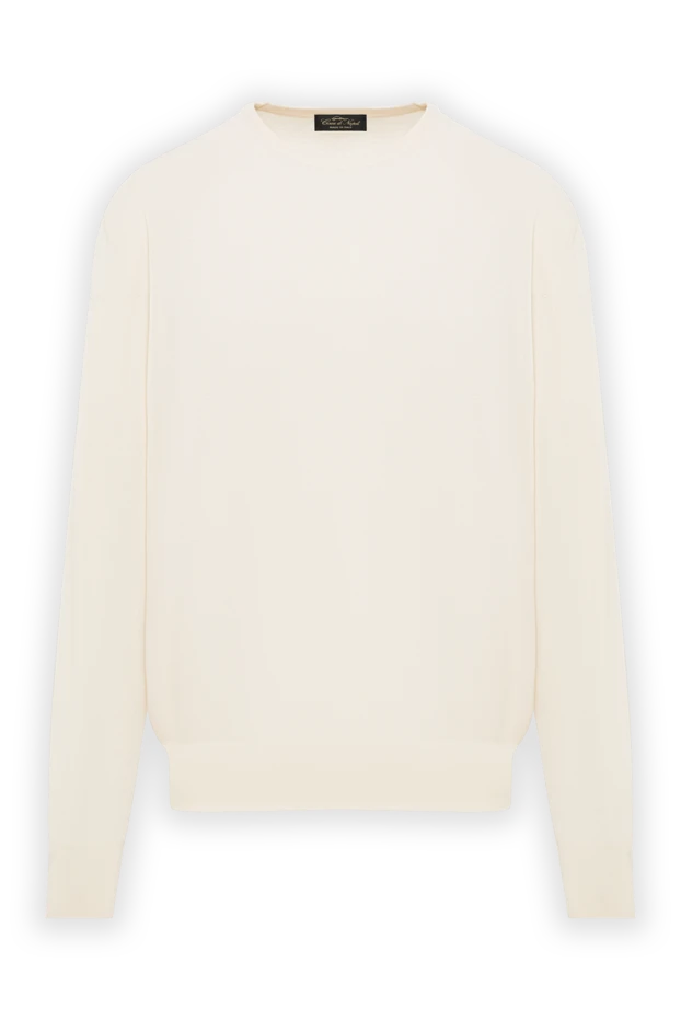 Джемпер з кашеміру, шовку та вовни білий чоловічий - фото 1