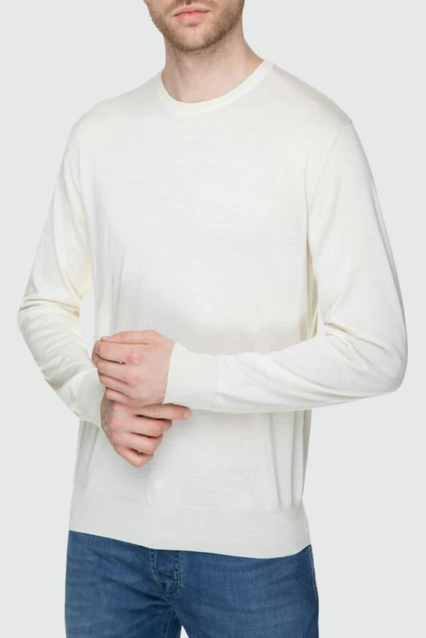 Cesare di Napoli man cashmere, silk and wool jumper white for men buy with prices and photos 157255 - photo 2