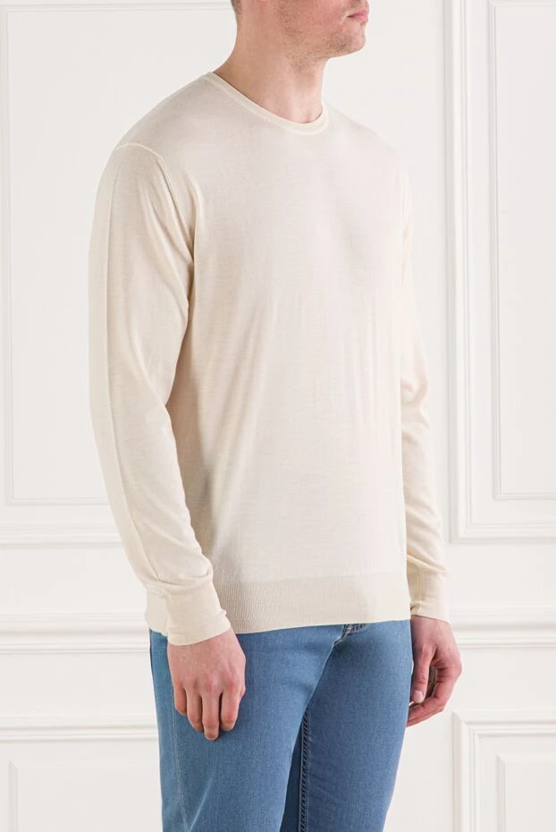 Cesare di Napoli джемпер з кашеміру, шовку та вовни білий чоловічий 157255 - фото 3