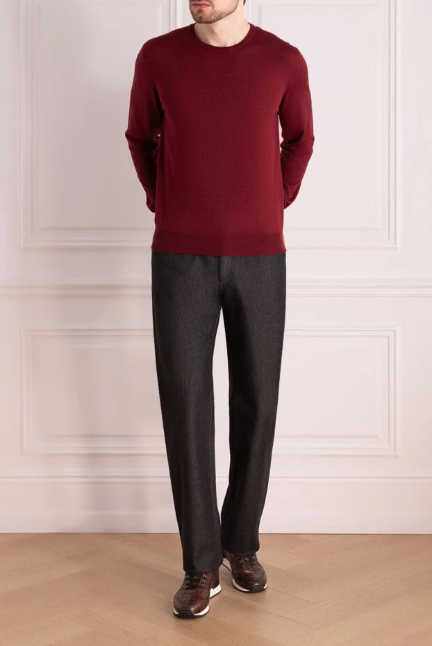Cesare di Napoli man cashmere, silk and wool jumper burgundy for men buy with prices and photos 157260 - photo 2
