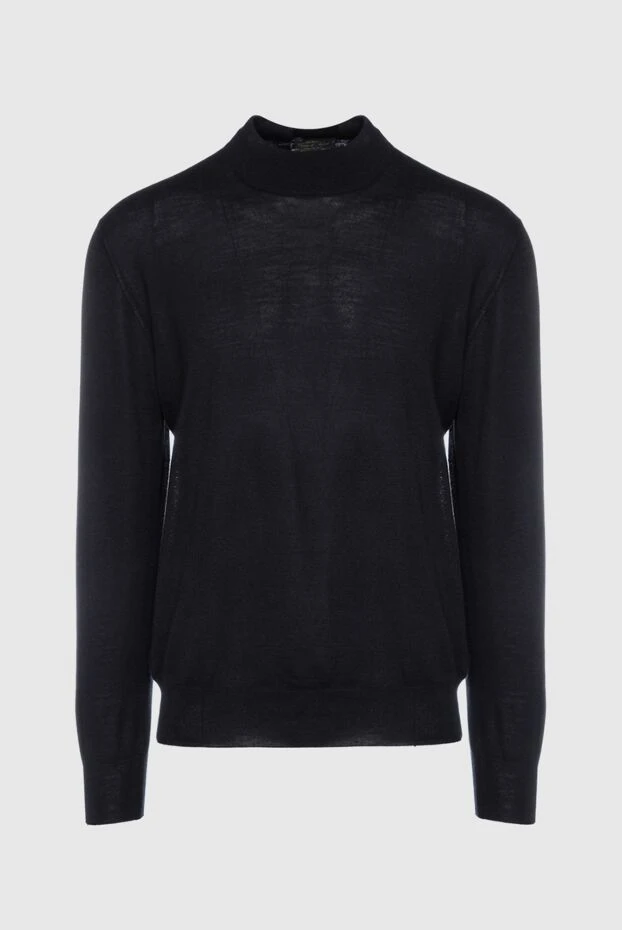 Cesare di Napoli man men's jumper with a high stand-up collar made of cashmere, wool and silk black 157265 - photo 1