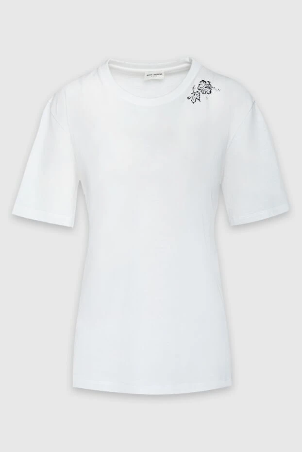 Saint Laurent женские футболка из хлопка белая женская купить с ценами и фото 157287 - фото 1