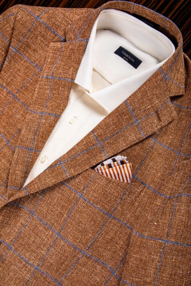 Tombolini men's solid color shirt made of natural white linen 157339 - photo 3