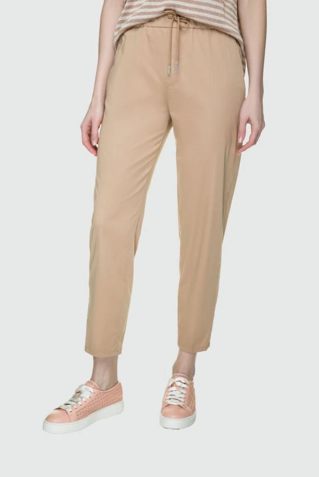 Panicale женские брюки из хлопка бежевые женские купить с ценами и фото 157344 - фото 2