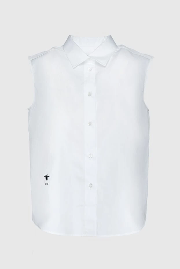 Dior women's sleeveless cotton blouse with a logo white 157376 - photo 1