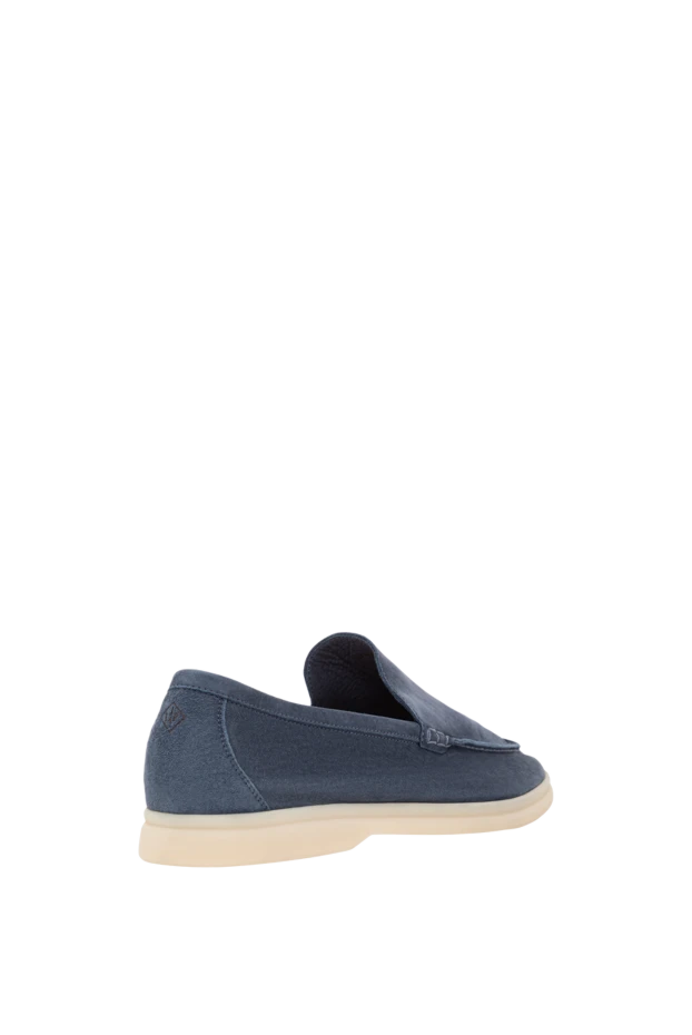 Loro Piana summer walking moccasins made of blue suede for men 157384 - photo 3