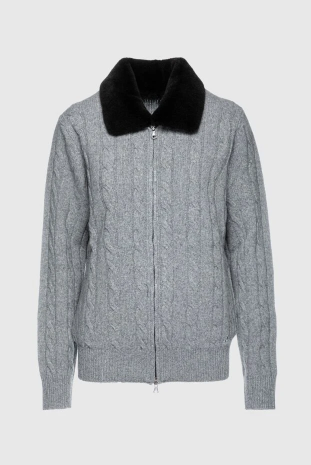 Tombolini man men's cardigan made of wool and natural fur, gray buy with prices and photos 157395 - photo 1