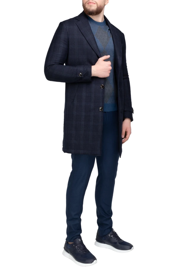 Tombolini man blue wool coat for men 157404 - photo 2