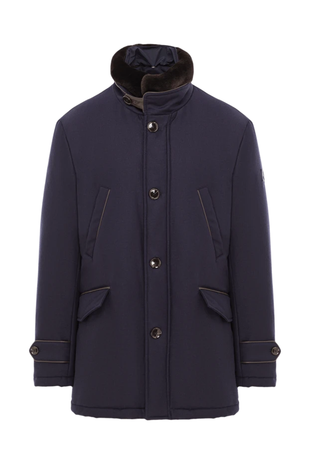 Tombolini куртка-пальто з хутряним коміром синя чоловіча 157408 - фото 1