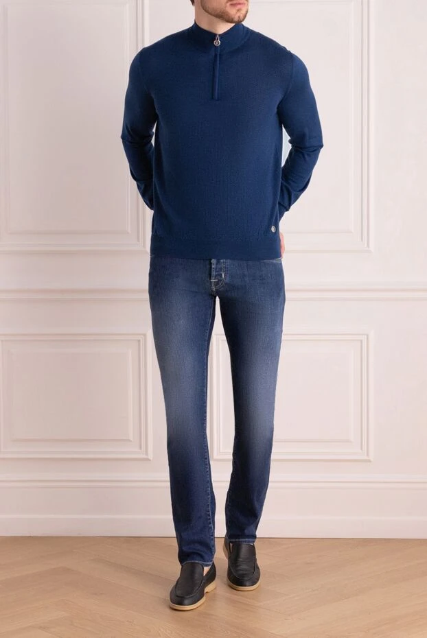 Jacob Cohen мужские джинсы из хлопка и эластана синие мужские купить с ценами и фото 157428 - фото 2