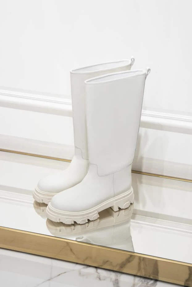 Gia Borghini boots women's high leather with chunky sole white 157473 - photo 2