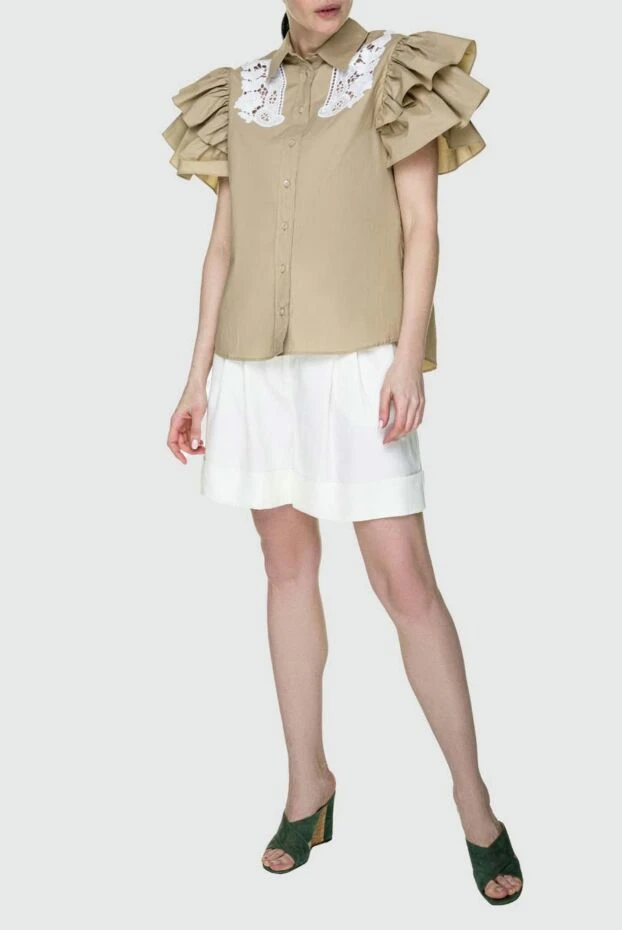 P.A.R.O.S.H. женские блуза из хлопка бежевая женская купить с ценами и фото 157485 - фото 2