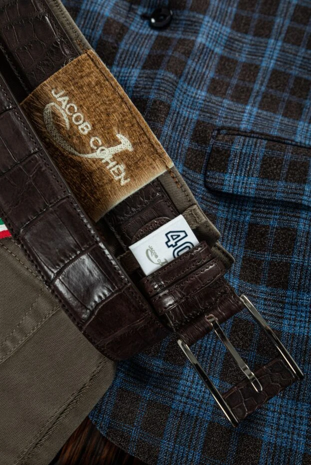 Cesare di Napoli classic dark chocolate crocodile leather belt 157543 - photo 2