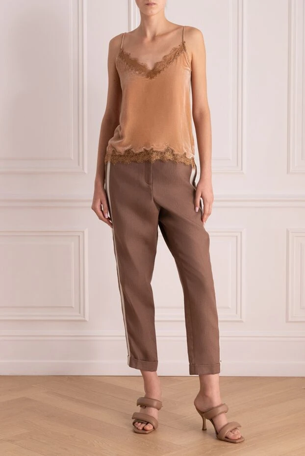 Peserico woman brown linen trousers for women 157555 - photo 2