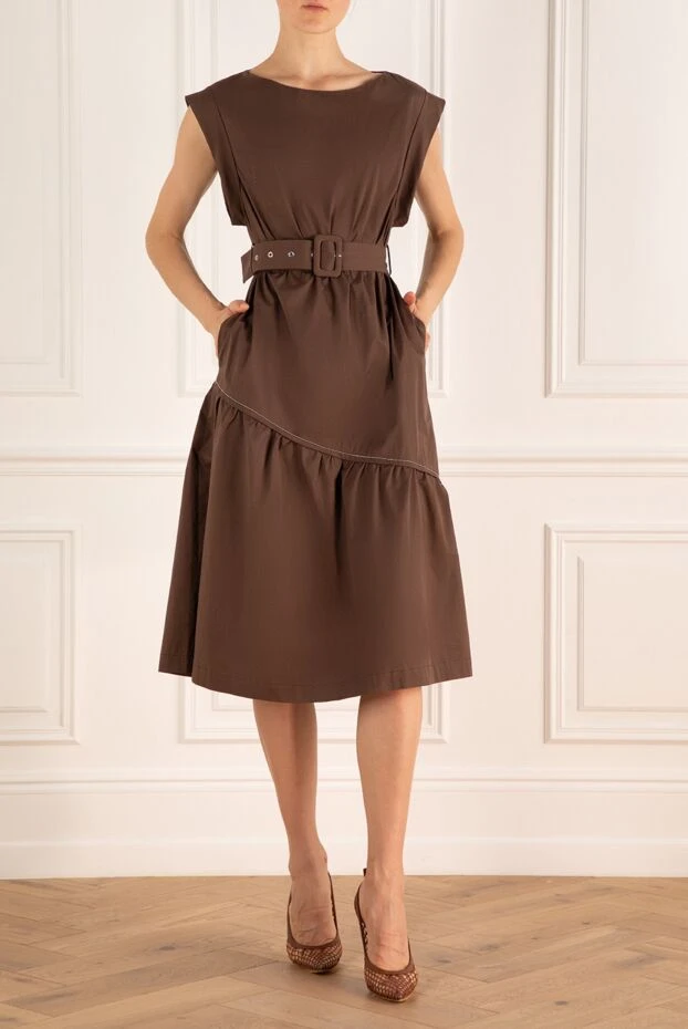 Peserico женские платье из хлопка коричневое женское купить с ценами и фото 157556 - фото 2