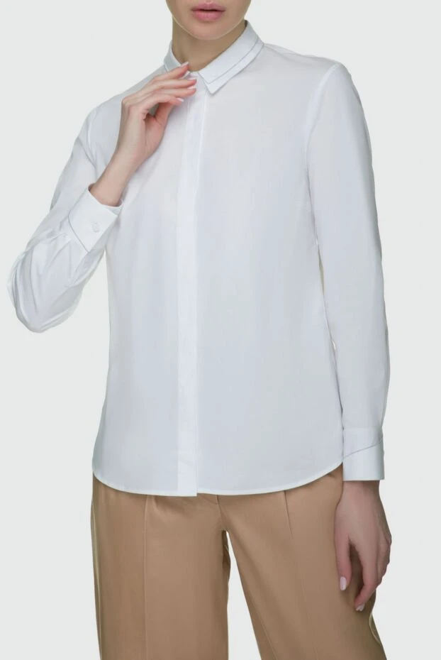 Peserico женские блуза из хлопка белая женская купить с ценами и фото 157561 - фото 2