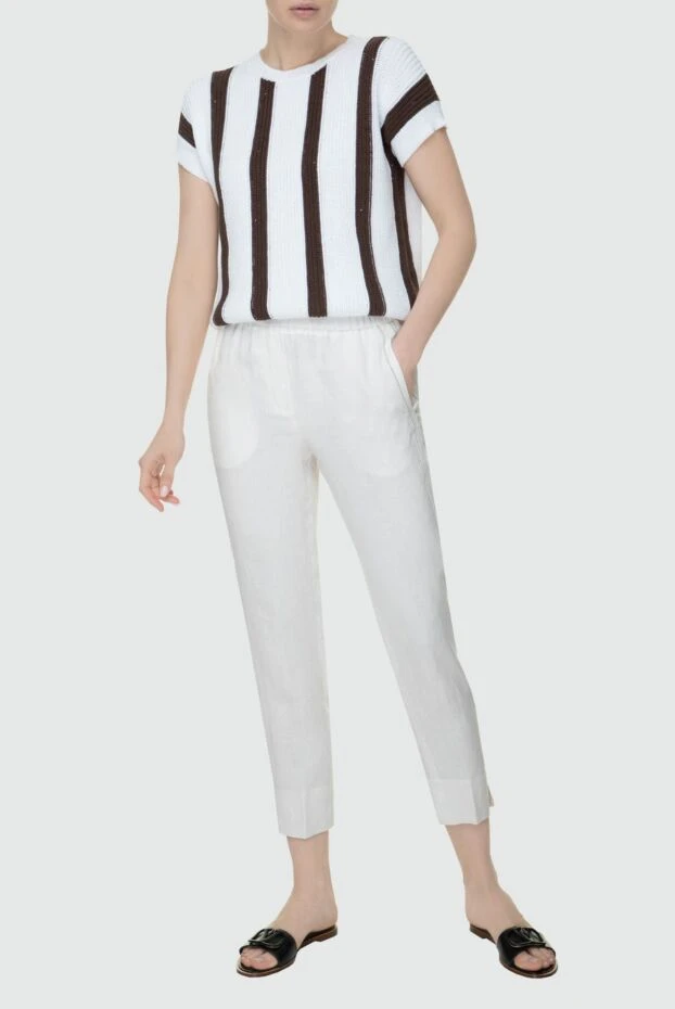 Peserico женские брюки из льна белые женские купить с ценами и фото 157565 - фото 2