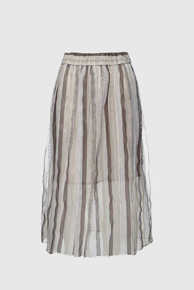 Women's beige midi skirt with stripes