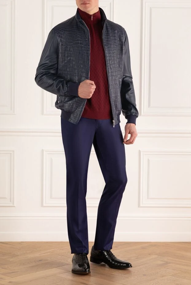 Enrico Mandelli man blue alligator jacket for men buy with prices and photos 157618 - photo 2