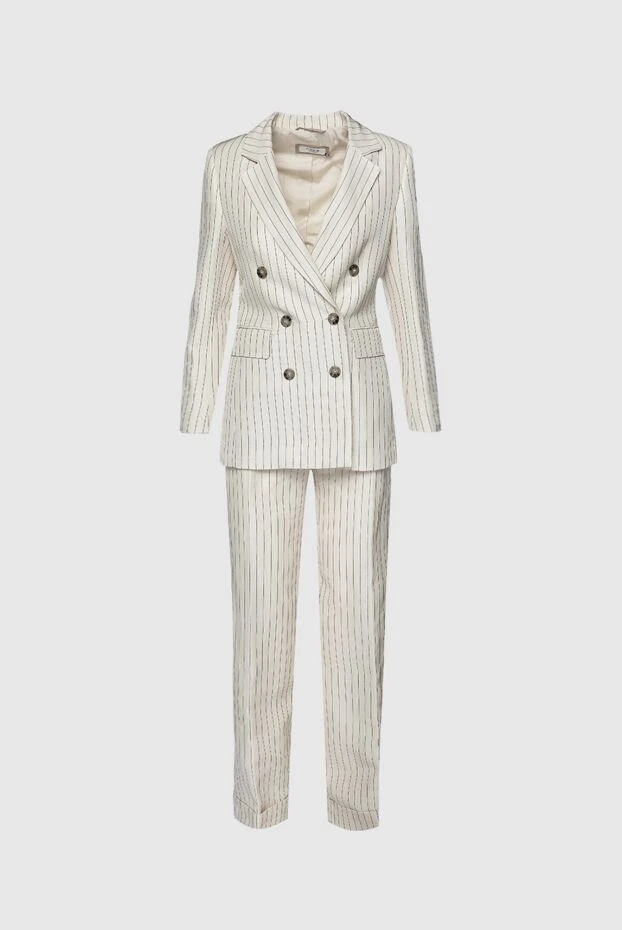 White linen and viscose pantsuit for women