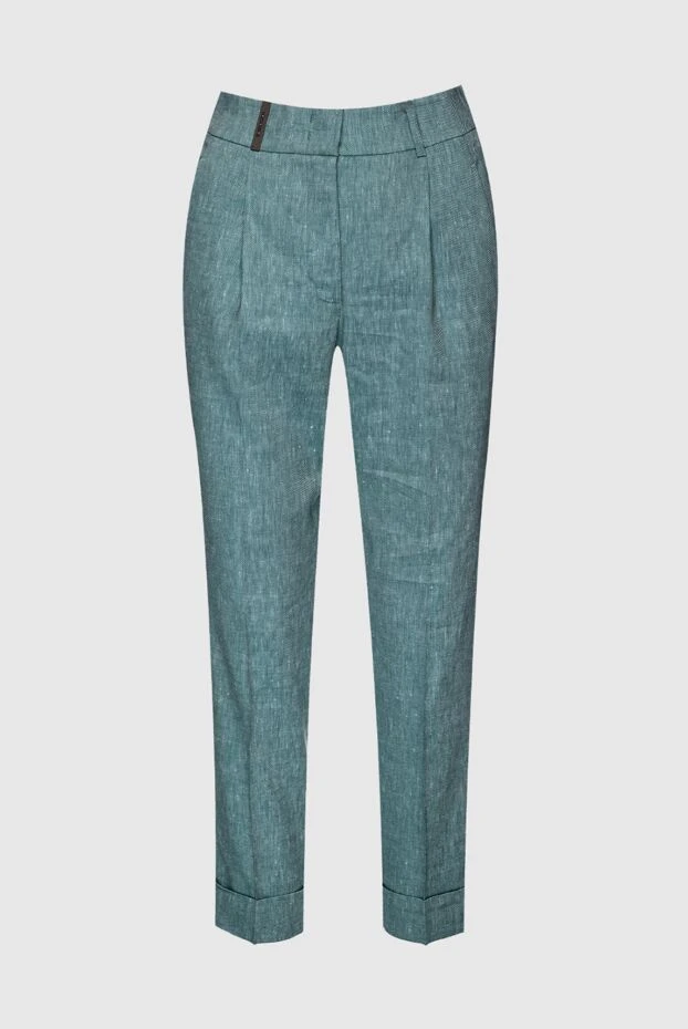 Peserico женские брюки из льна и шерсти зеленые женские купить с ценами и фото 157654 - фото 1