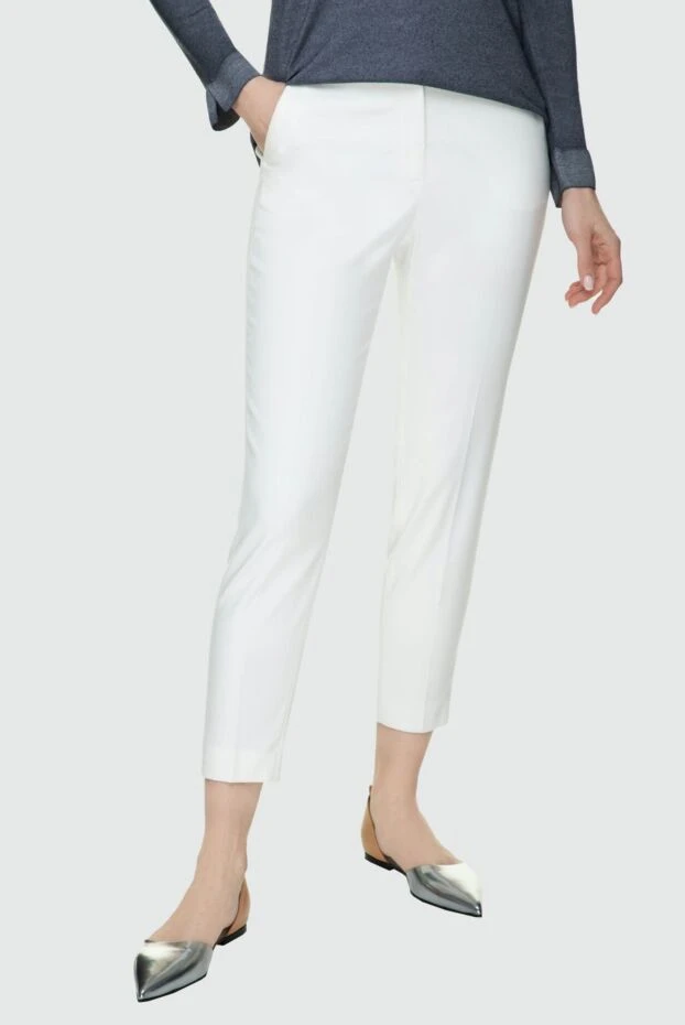 Peserico woman white cotton and viscose trousers for women buy with prices and photos 157657 - photo 2
