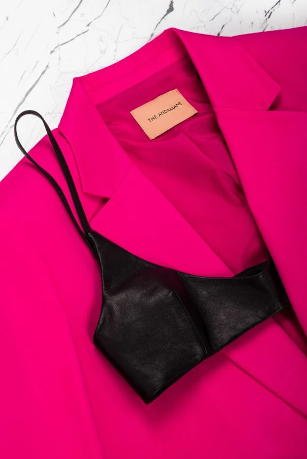 DROMe топ бра з гладкої чорної шкіри на тонких бретелях 157690 - фото 2