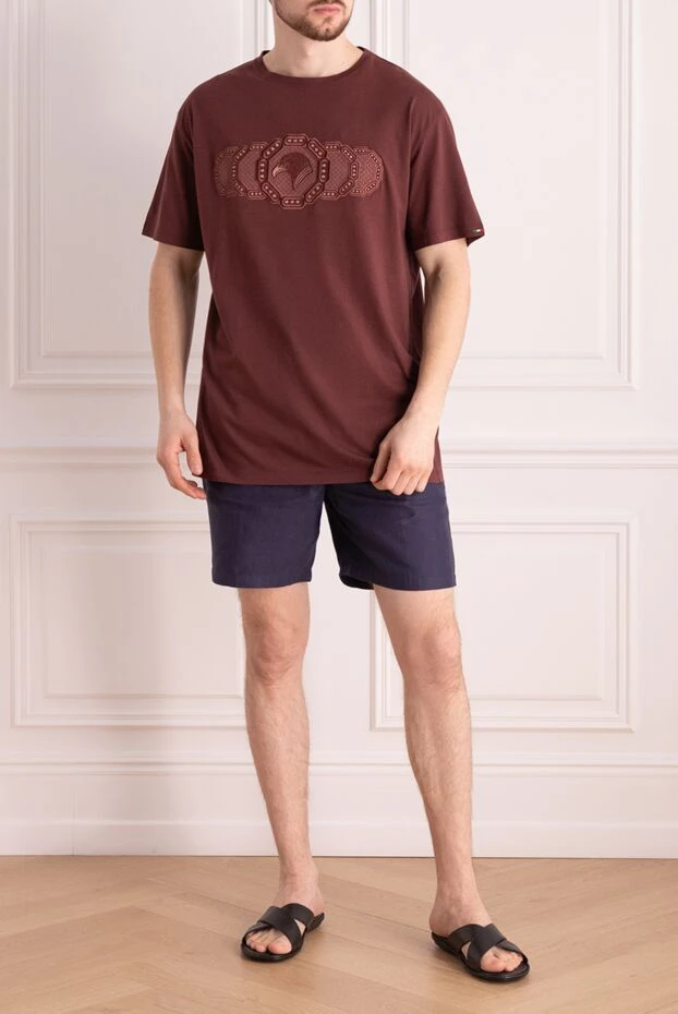 Stefano Ricci brown cotton and modal t-shirt with a decorative chain and embossed logo 195725 - photo 2