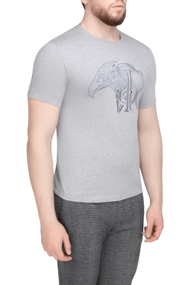 Stefano Ricci футболка з бавовни та модала сіра чоловіча 157705 - фото 3