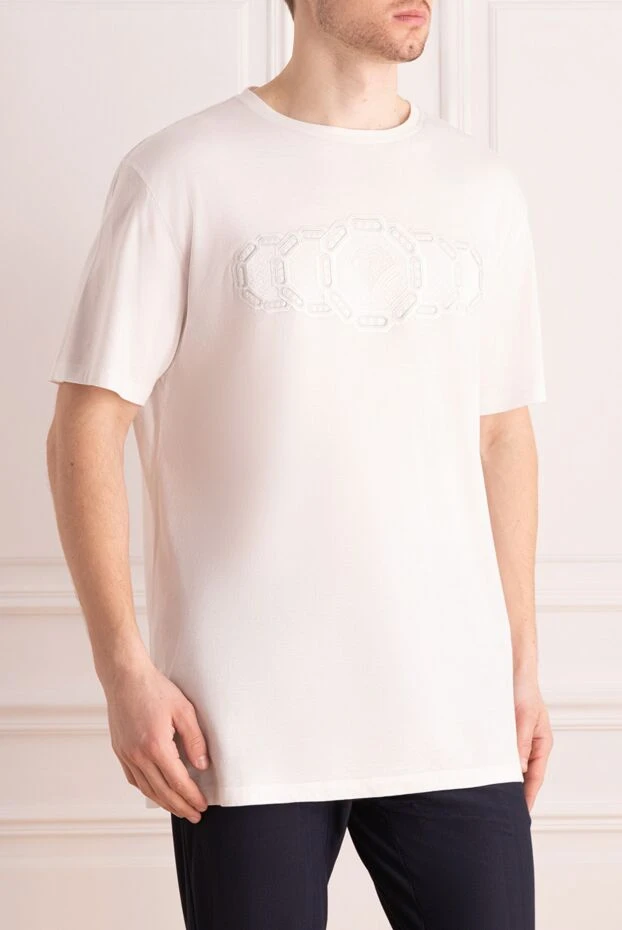 Stefano Ricci футболка з бавовни та модала біла чоловіча 157706 - фото 3