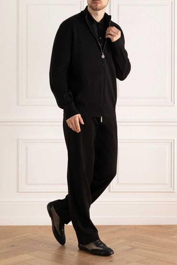 Sports suit for men made of cotton black - photo 2