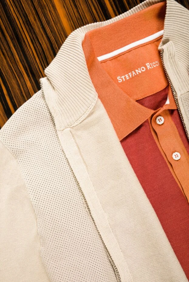 Tombolini кардиган мужской из замши, хлопка и шелка бежевый 157920 - фото 2