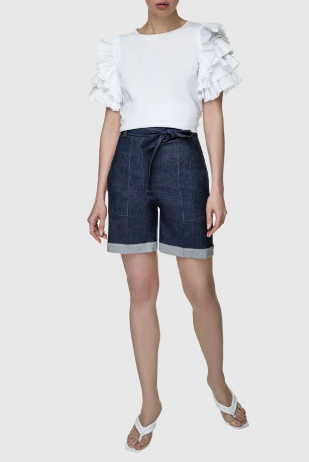 D.Exterior woman blue cotton and linen shorts for women 157953 - photo 2