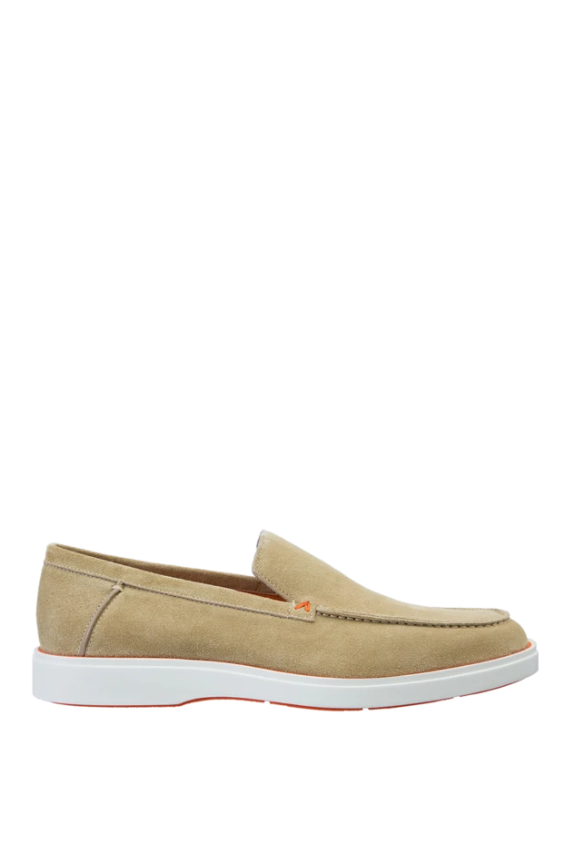 Beige suede loafers for men