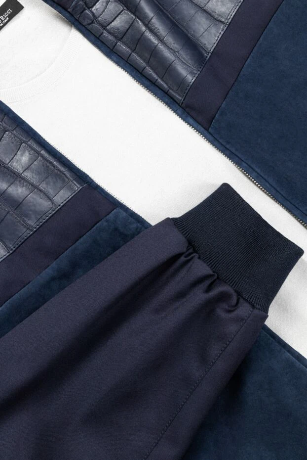 Enrico Mandelli jacket made of wool, genuine leather and crocodile leather blue for men 158045 - photo 2