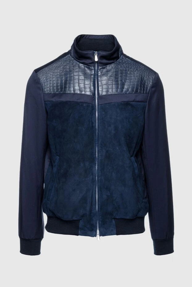 Enrico Mandelli jacket made of wool, genuine leather and crocodile leather blue for men 158045 - photo 1