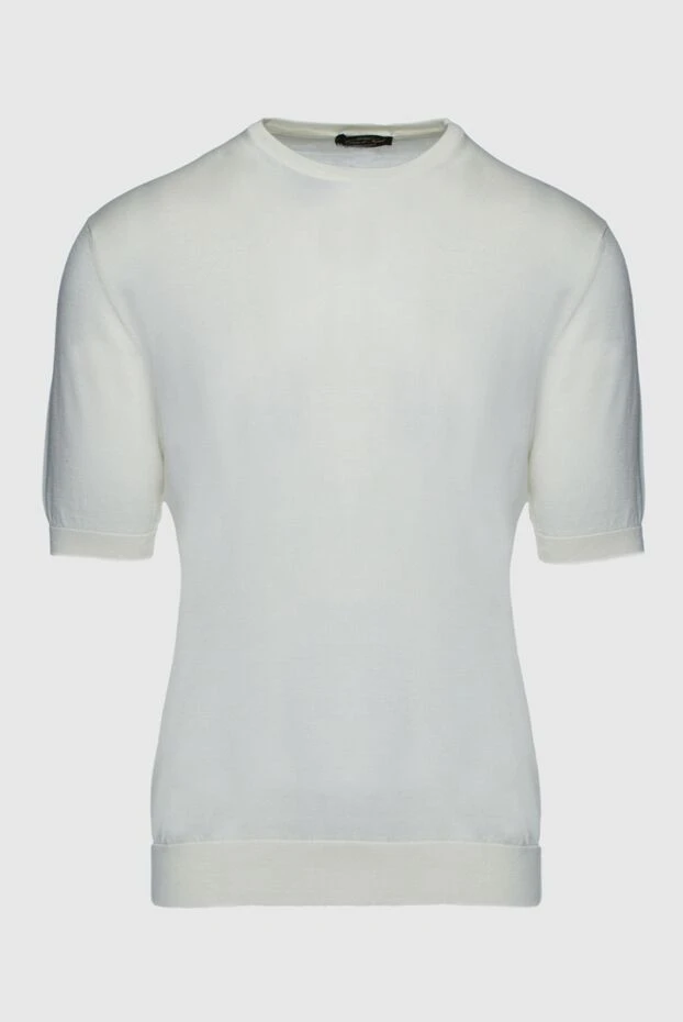 Cesare di Napoli man short sleeve jumper in silk and cotton white for men buy with prices and photos 158053 - photo 1