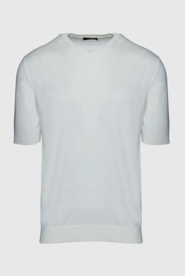 Cesare di Napoli man short sleeve jumper in silk and cotton white for men buy with prices and photos 158054 - photo 1