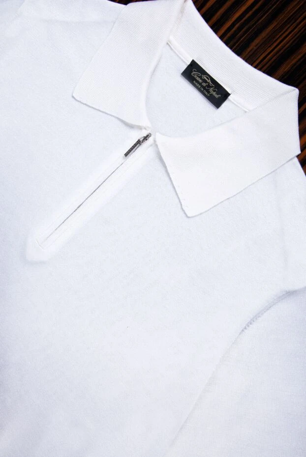 Cesare di Napoli silk knit polo shirt white men's 158061 - photo 2