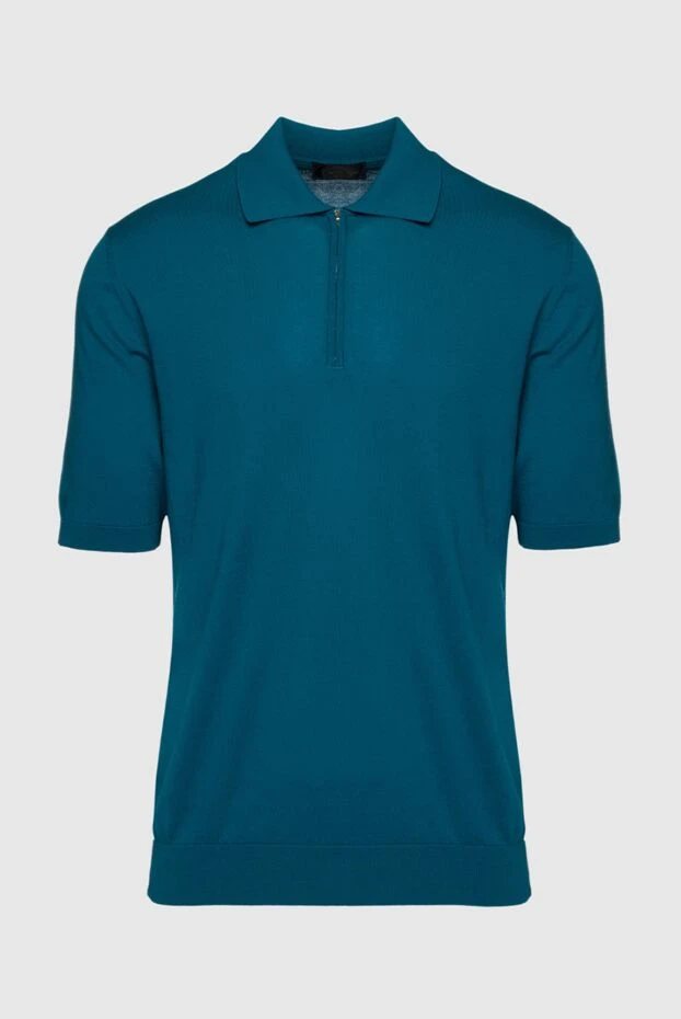 Cesare di Napoli cotton polo shirt green with zipper men's 196927 - photo 1
