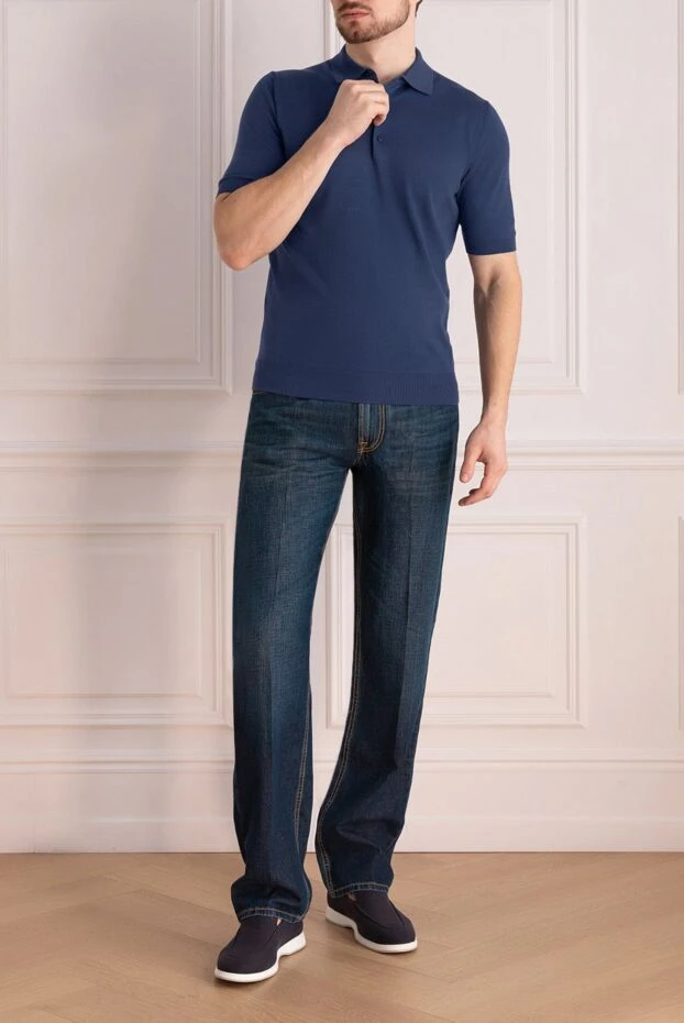 Cesare di Napoli man cotton and silk polo blue for men buy with prices and photos 158100 - photo 2