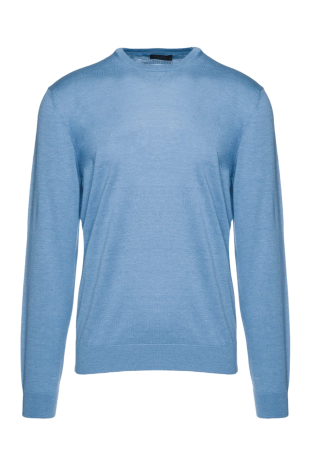 Cesare di Napoli man blue silk and cotton jumper for men buy with prices and photos 158104 - photo 1