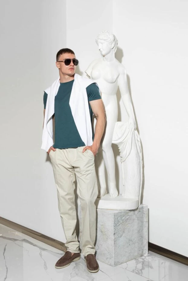 Джемпер белый мужской из шелка и хлопка - фото 2